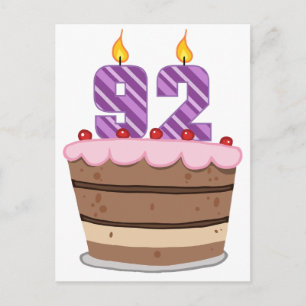 Age 92 on Birthday Cake Postcard