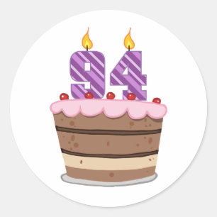 Age 94 on Birthday Cake Classic Round Sticker