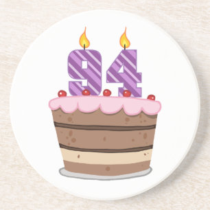 Age 94 on Birthday Cake Coaster