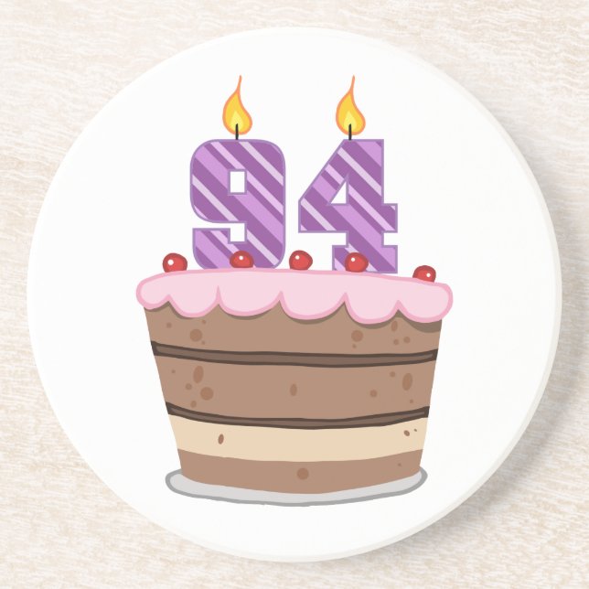 Age 94 on Birthday Cake Coaster (Front)