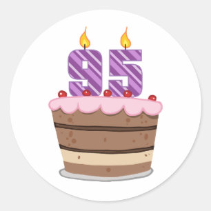 Age 95 on Birthday Cake Classic Round Sticker