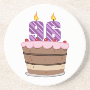 Age 96 on Birthday Cake Coaster
