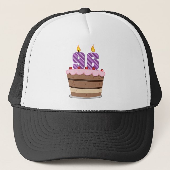 Age 96 on Birthday Cake Trucker Hat (Front)