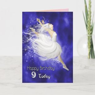 Age 9, leaping ballerina birthday card