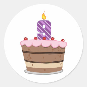 Age 9 on Birthday Cake Classic Round Sticker