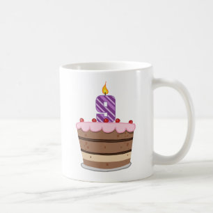 Age 9 on Birthday Cake Coffee Mug