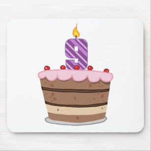 Age 9 on Birthday Cake Mouse Pad