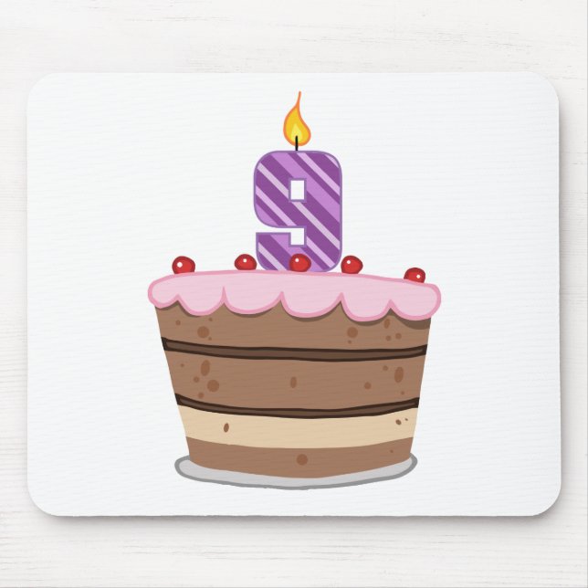 Age 9 on Birthday Cake Mouse Pad (Front)