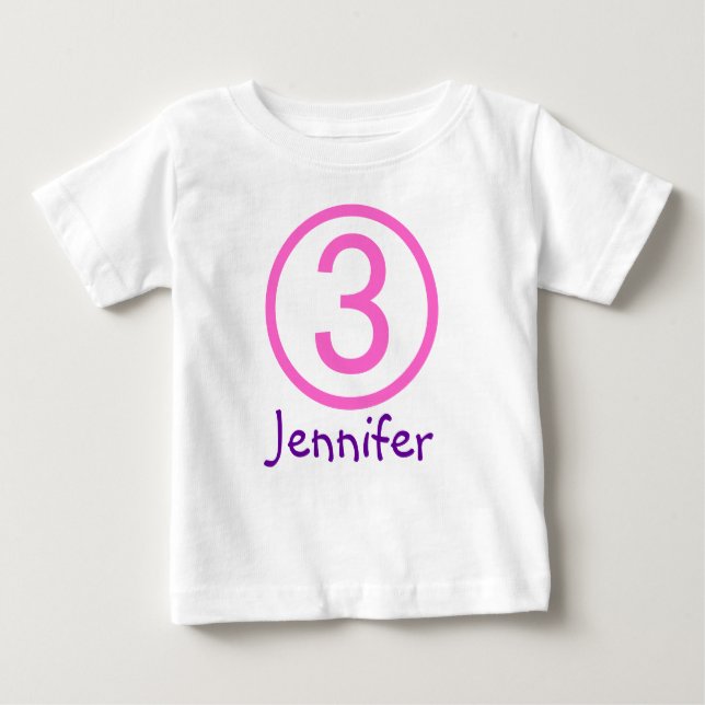 Age and Name  Customisable 3rd Birthday Tshirt (Front)