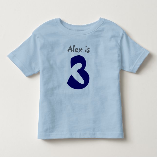 Age and Name  Customisable 3rd Birthday Tshirt (Front)