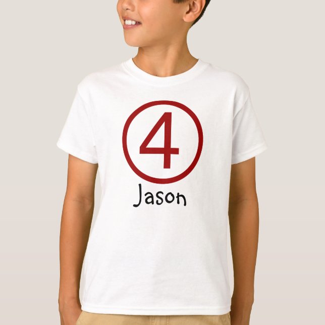 Age and Name  Customisable 4th Birthday Tshirt (Front)