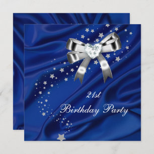 Age Birthday Party Blue Silver Invitation