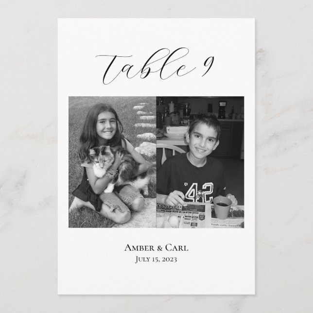 Age Childhood Photos Wedding Table Card Numbers  (Front)