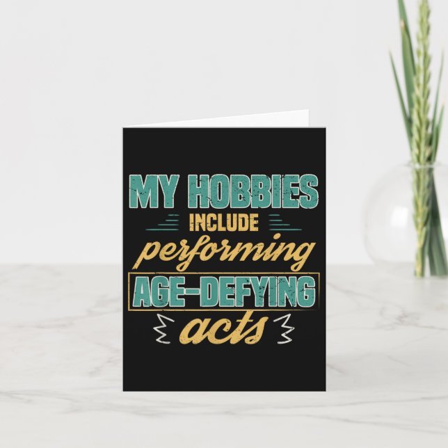 Age Defying Acts Funny Old Retirement Grandparents Card (Front)