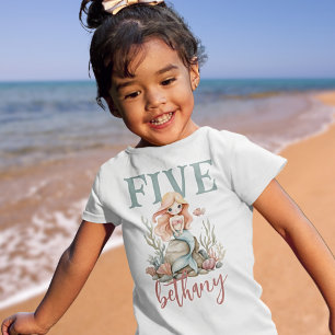 Age Five 5th Birthday Mermaid Name T-Shirt
