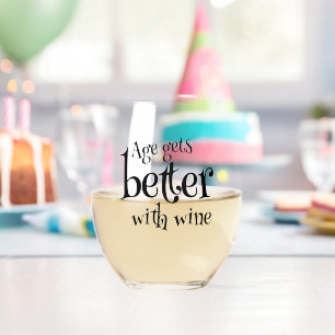Age Gets Better With Wine Birthday Personalised Stemless Wine Glass