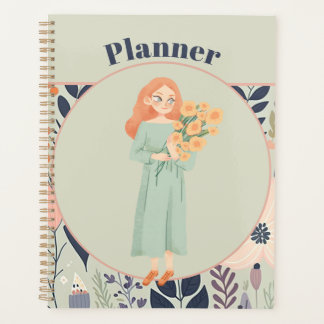 age Green Aesthetic Floral  Planner