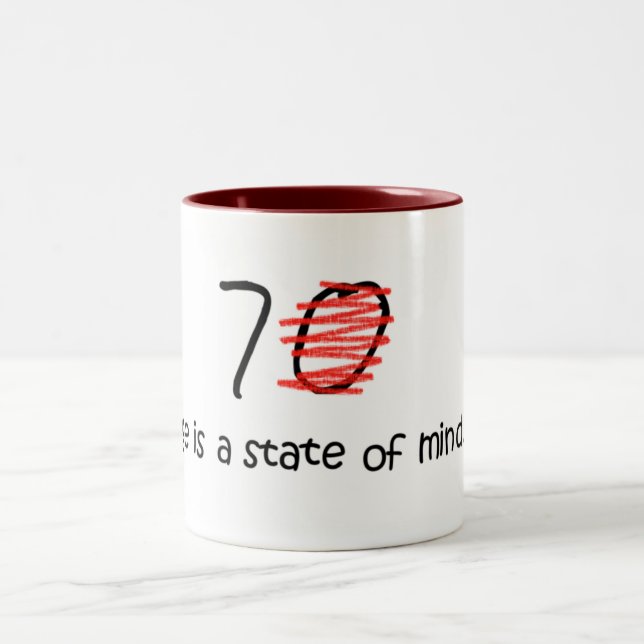 Age is a State of Mind - 70 Two-Tone Coffee Mug (Center)