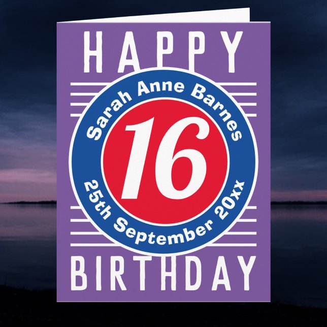 Age, Name & Date on a 16th Birthday Card (Creator Uploaded)