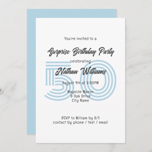 Age Number Background Birthday Party Invitation (Front/Back)