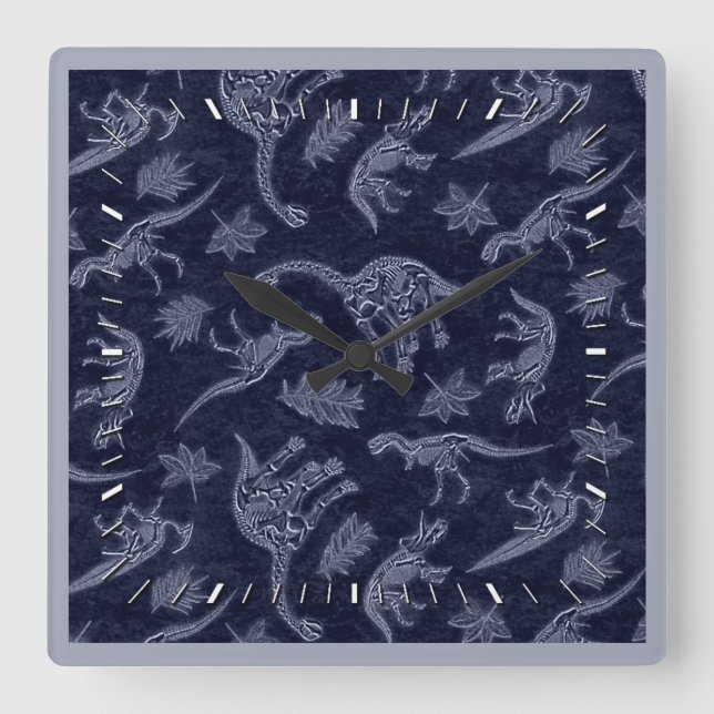 Age Of Dinosaurs Skeleton Pattern Wall Clock (Front)