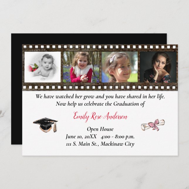 Age Progression Photo Graduation Open House Invitation (Front/Back)