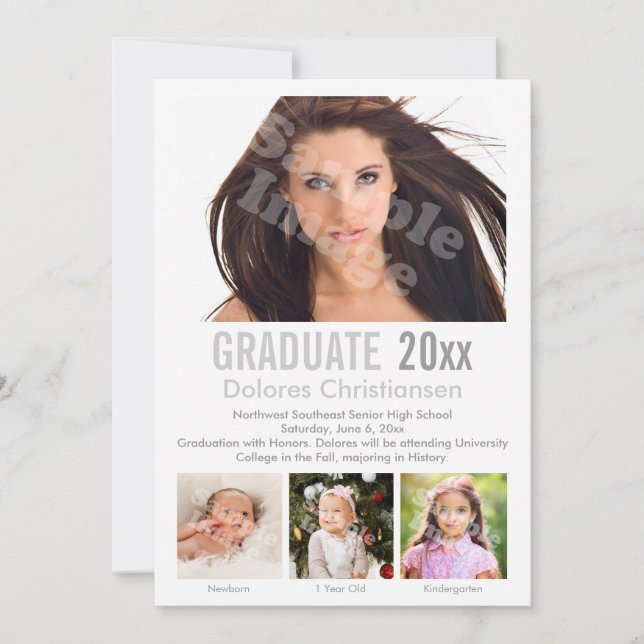 Age Progression Photo Modern Graduation Invitation (Front)
