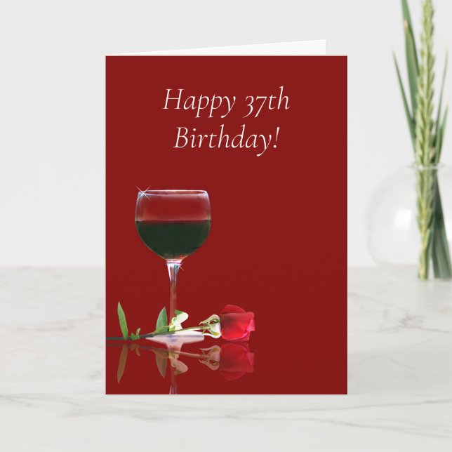Age Specific 37th Wine Happy Birthday Card (Front)