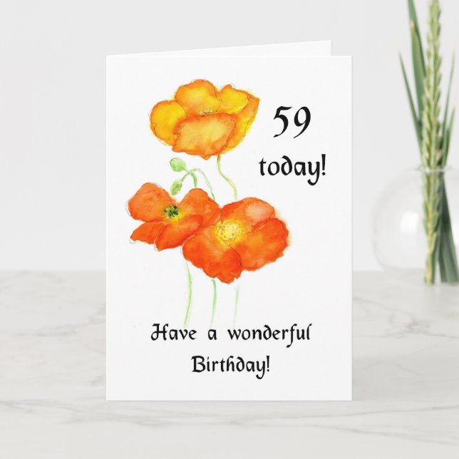 Age-specific Birthday Card to Customise, Poppies (Front)