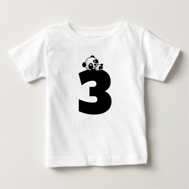 Age three 3 birthday Panda Bear T-Shirts (Front)