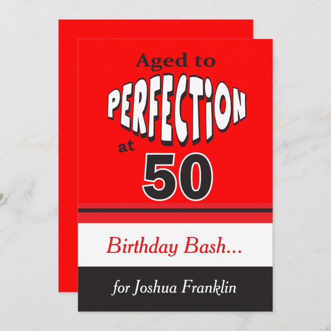 Age to Perfection at 50 | 50th Birthday Invitation (Front/Back)
