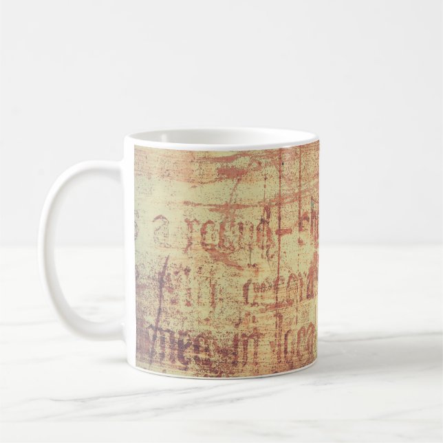 Aged aluminium background coffee mug (Left)