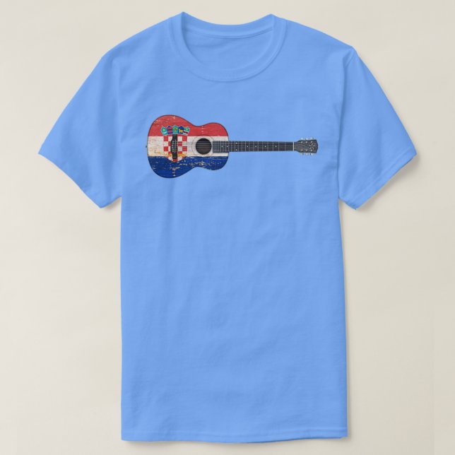 Aged and Worn Croatian Acoustic Guitar T-Shirt (Design Front)
