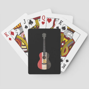 Aged and Worn Egyptian Flag Acoustic Guitar, black Playing Cards