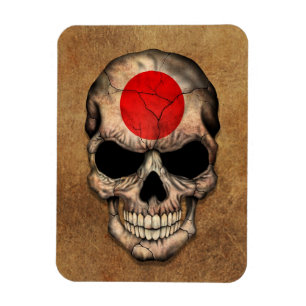 Aged and Worn Japanese Flag Skull Magnet