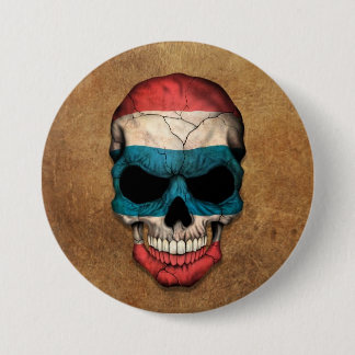 Aged and Worn Thai Flag Skull 7.5 Cm Round Badge