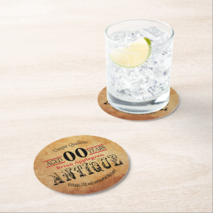 Aged, Antique and Vintage 00th Birthday Design Round Paper Coaster