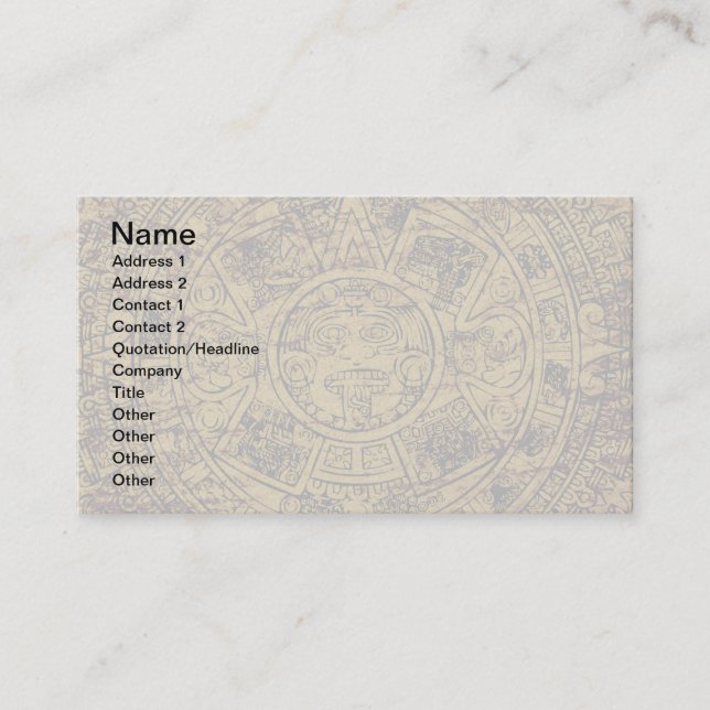 Aged Aztec Sun Stone Calendar Business Card (Front)