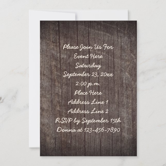 Aged Barnboard Party Invitation (Front)