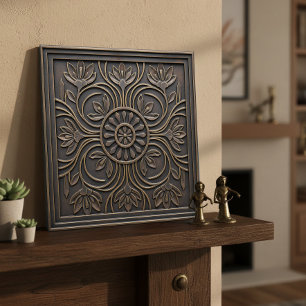 Aged Bronze Art Nouveau Floral #18 ID1193 Ceramic Tile