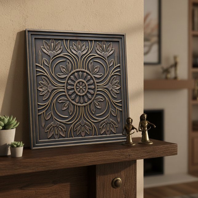 Aged Bronze Art Nouveau Floral #18 ID1193 Ceramic Tile (Creator Uploaded)