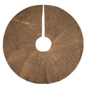 Aged Brown Leather: Classic Texture Brushed Polyester Tree Skirt