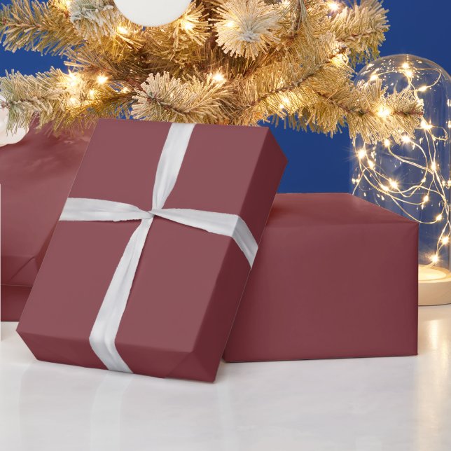Aged Cabernet Red Solid Colour Elegant Background Wrapping Paper (Holidays)