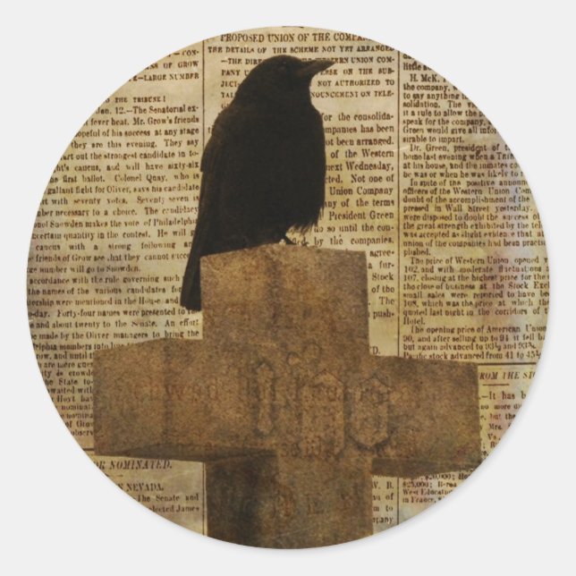 Aged Crow Classic Round Sticker (Front)