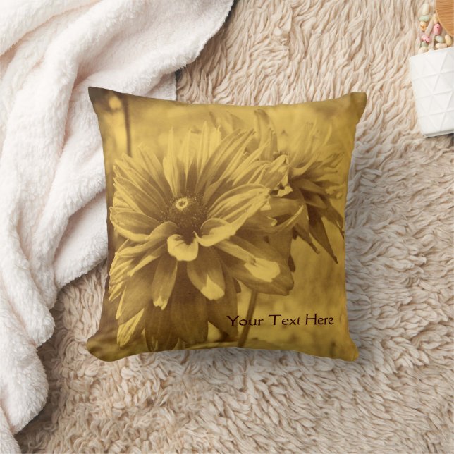 Aged Daisy Flowers Personalised Cushion (Blanket)