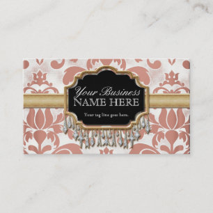 Aged Distressed Damask Golden Bling Look Wedding Business Card