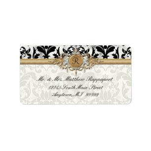 Aged Distressed Damask Golden Bling Look Wedding Label