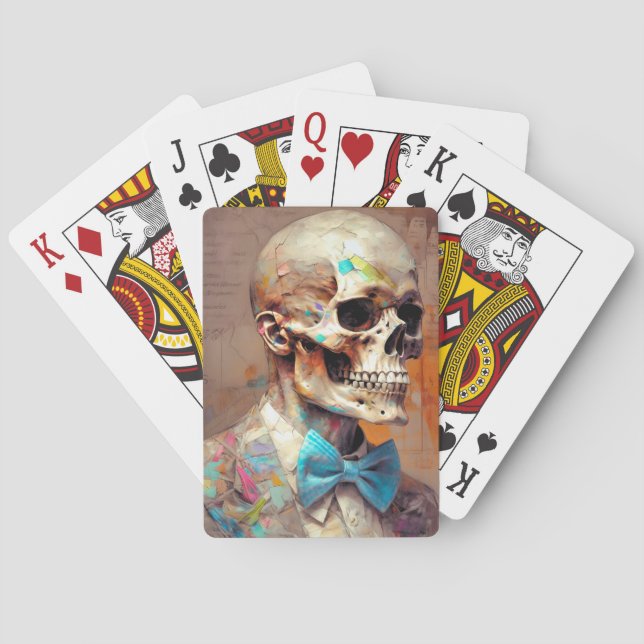 Aged Elegance: Vintage Skeleton Art Playing Cards (Back)