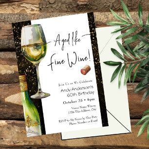 Aged Fine Wine 60th Birthday Invitation