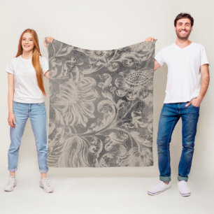 Aged Floral Fleece Blanket
